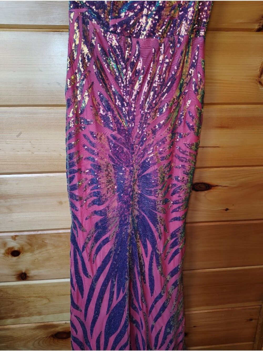 NEW Giffniseti Sequin Prom/Formal Dress Womens Small Pink Holographic Mermaid - Picture 9 of 17